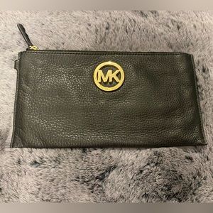 Michael Kors Black Leather Wristlet